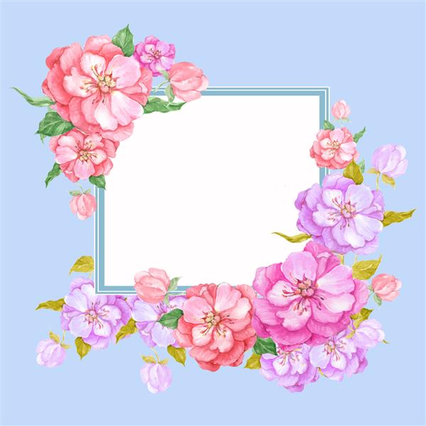 کارت وینتیج آبرنگ با گل
