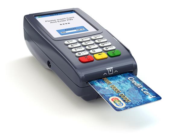 پایانه POS با کارت اعتباری جدا شده روی سفید پرداخت 3 بعدی