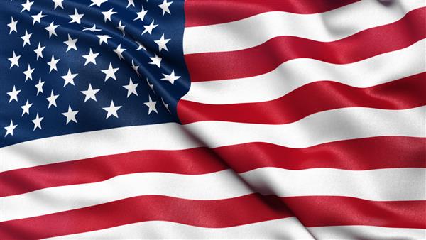 پرچم ایالات متحده آمریکا با جزئیات پارچه بالا