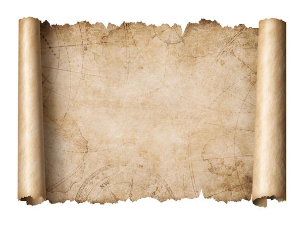 اسکرول نقشه گنج قدیمی تصویر سه بعدی جدا شده