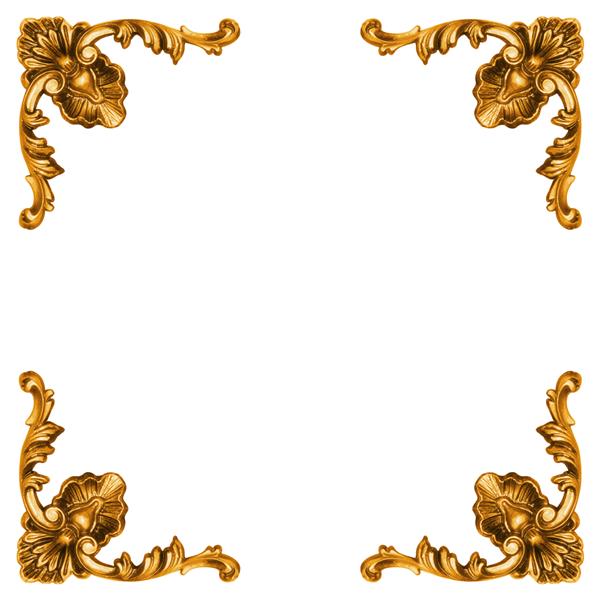 عناصر طلایی قاب حک شده ایزوله شده روی سفید