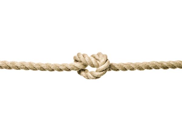 طناب با گره گره خورده جدا شده در زمینه سفید