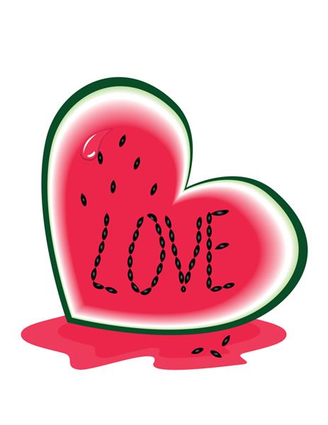 برش هندوانه به عنوان قلب با عشق