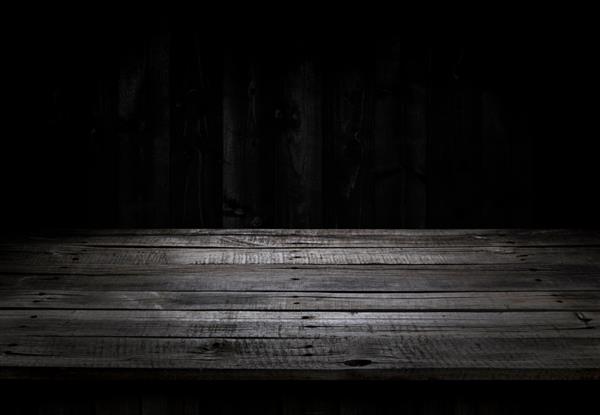 میز چوب تیره نمای داخلی چوبی مشکی برای نمایش محصول