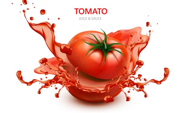 گوجه فرنگی ورقه شده با آب پاشیده در تصویر سه بعدی جدا شده در پس زمینه سفید