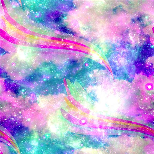 انفجار رنگ تکشاخ کهکشان ابر و رنگین کمان چاپ الگوی بدون درز در تکرار