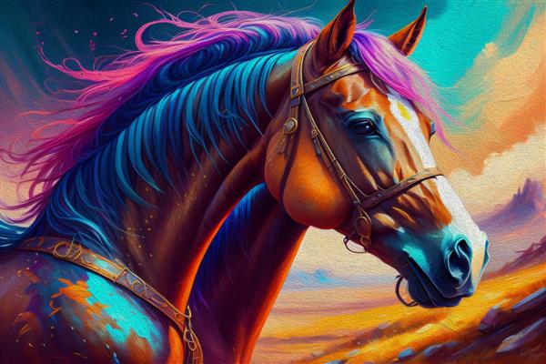 نقاشی رنگ روغن نقاشی و تصویرسازی طرح اسب