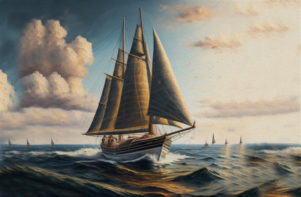 نقاشی رنگ روغن - قایق بادبانی