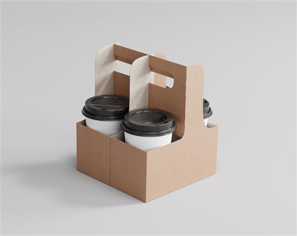 نگهدارنده فنجان قهوه ماکت حامل کافه کرافت رندر سه بعدی مدل سازی سه بعدی