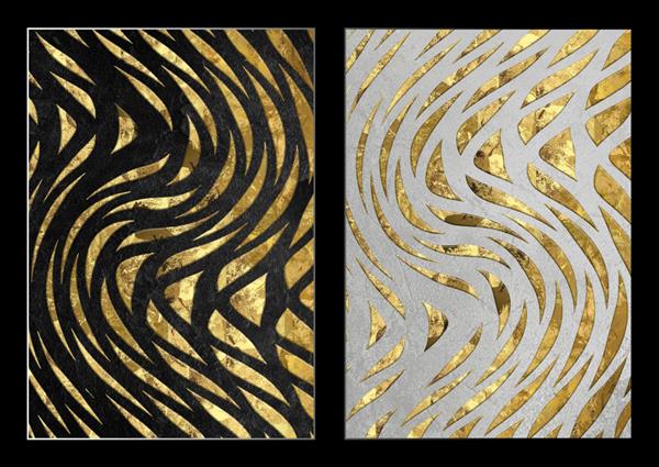دکوراسیون دیوار مدرن نوردیک مشکی و طلایی مدرن کاغذ دیواری سه بعدی انتزاعی مشکی و نقره ای خطوط منحنی در طراحی هنر عملکردی ژئود رزین