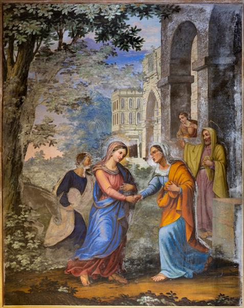 IVREA ایتالیا - 15 ژوئیه 2022 بازدید از نقاشی دیواری در کلیسای Chiesa di Sant Ulderico توسط Giovanni Silvestro از اواخر قرن 19