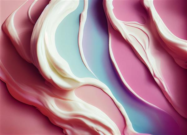 تصویر رندر سه بعدی نقاشی دیجیتال نمای بالا بستنی های رنگارنگ ذوب شده با هم غذای بسیار خوشمزه