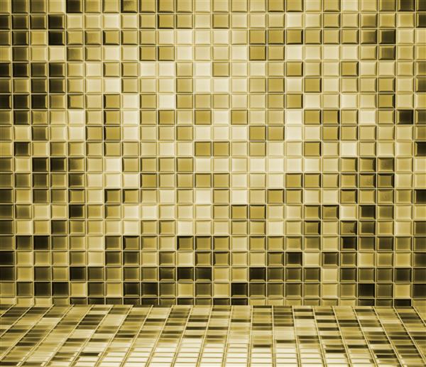 دیوار انتزاعی سه بعدی از مکعب های طلایی برای تزئین دیوار
