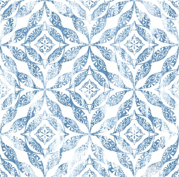 الگوی بافت رنگارنگ پیزلی مدرن عناصر وینتیج به سبک شرقی الگوی هندسی گل نیلی در زمینه سفید