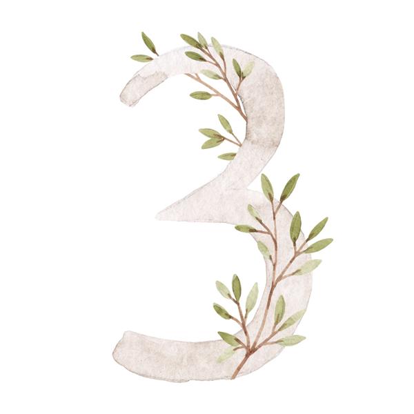تصویر استوک زیبا با نقاشی دستی با آبرنگ شماره 3 و کلیپ آرت برگ سه ماه سال