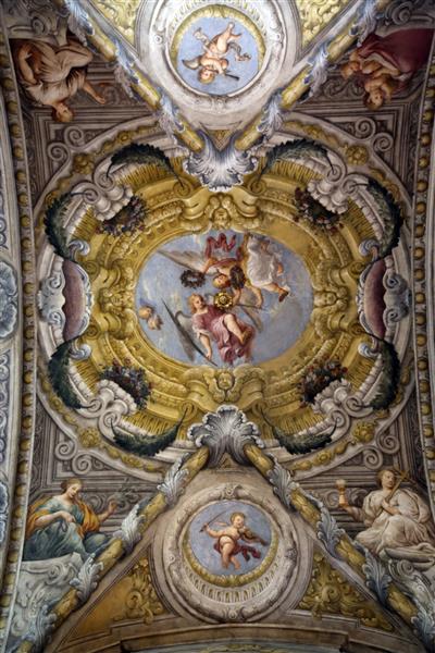 پارما ایتالیا - 01 مه 2014 فرسکو کلیسای سنت لوسیا که در اصل به عنوان سنت مایکل در کانال شناخته می شود در اسناد در سال 1223 ساخته شده در سال 1615 ذکر شده است