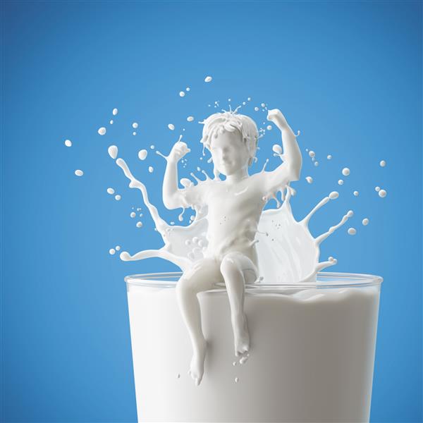 پاشیدن شیر به شکل بدن پسر با تصویر سه بعدی مسیر برش