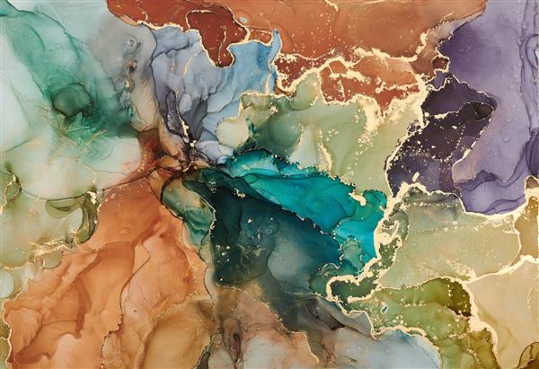 هنر جوهر الکلی مخلوط کردن رنگ مایع پس زمینه مدرن انتزاعی رنگارنگ کاغذ دیواری بافت سنگ مرمر رنگ های شفاف