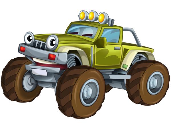 ماشین کارتونی - وسیله نقلیه خارج از جاده - تصویر برای کودکان