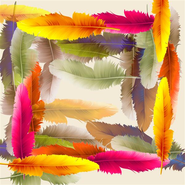 طرح روسری انتزاعی با پرهای رنگارنگ پرندگان