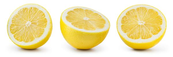 نیمه لیمو ایزوله روی سفید نمای کناری لیموها را روی سفید برش دهید ست برش های لیمو مسیر برش