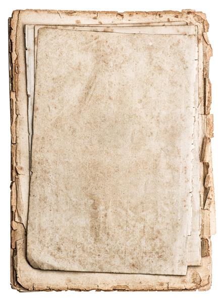 کاغذهای قدیمی جدا شده در زمینه سفید صفحات کتاب عتیقه