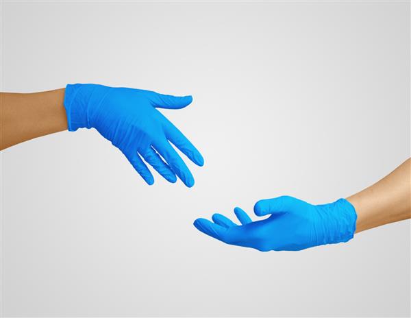 دستکش نیتریل دستان پزشک آبی کووید