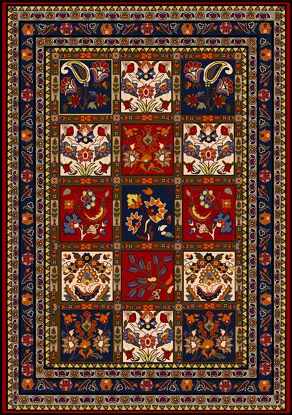 طرح اصلی فرش ایرانی مصور بافت عشایری