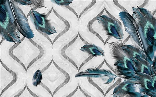 تصویر سه بعدی از پرهای زیبای پرندگان
