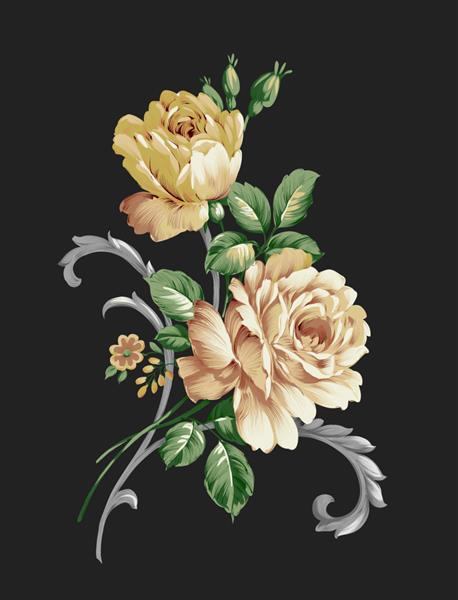 تصویر آبرنگ گل برگ و گل طراحی برای پارچه کاغذ دیواری عنصر برای طراحی کارت تبریک