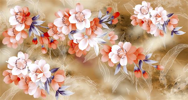 گل های زیبا و رنگارنگ با طرح پس زمینه الگوی انتزاعی تصویرسازی گل برای کارت تبریک پارچه و چاپ دیجیتال - تصویرسازی