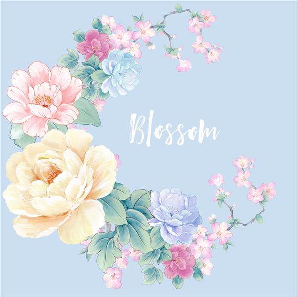 گل های آبرنگ زیبا برای طرح شما و کارت تبریک برای تعطیلات