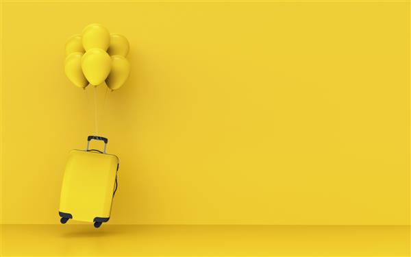 بالون چمدان مفهومی سفر - تصویر سه بعدی