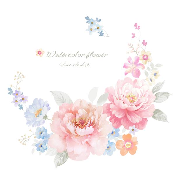 مجموعه گل های آبرنگ برای کارت های تبریک دعوت عروسی طراحی عروسی کارت های تولد و روز مادر تصویر گیاه شناسی آبرنگ جدا شده در پس زمینه سفید عالی است