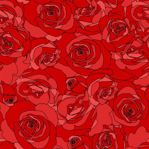 الگوی گل بدون درز پس زمینه گل رز قرمز