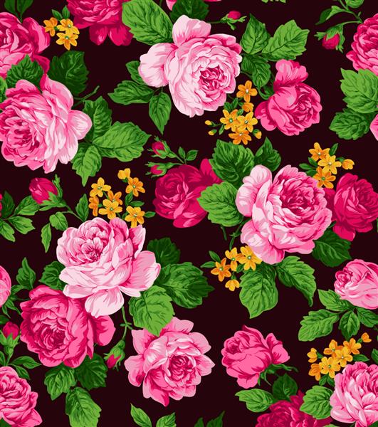 دسته گل رز تابستانی نیم تنی قابل چاپ برای طراحی پارچه و دیجیتال - تصویر
