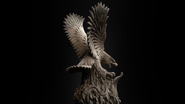 تصویر ترکیبی سه بعدی از مبارزه عقاب با مار مجسمه سازی رندر سه بعدی هنر