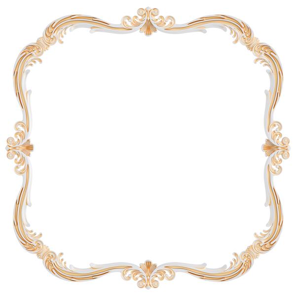 قاب تزئینی سفید با پتینه طلایی در زمینه سفید جدا شده تصویرسازی سه بعدی