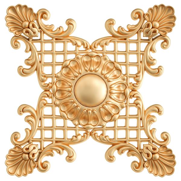 الگوی بدون درز قطعات زینتی طلایی در زمینه سفید تزئینات حکاکی لوکس جدا شده تصویرسازی سه بعدی