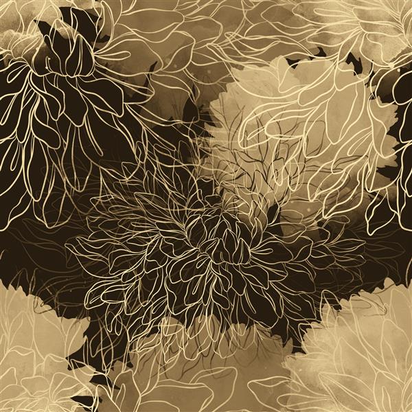 نقش گل داوودی با گلبرگ های لطیف مخلوط تکرار الگوی بدون درز تصویر طراحی شده با دست دیجیتال با بافت آبرنگ آثار هنری ترکیبی موتیف بی پایان برای طراحی پارچه و گیاه شناسی