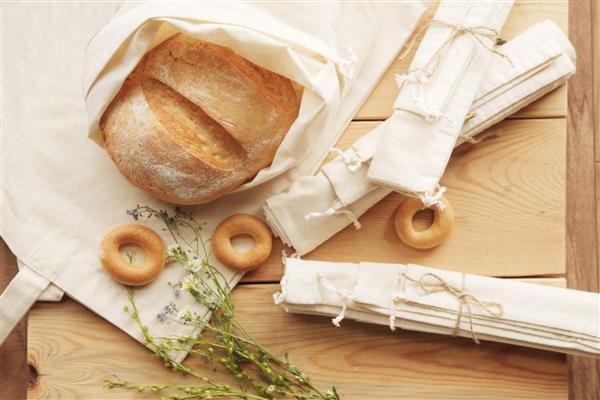 نان و شیرینی در کیسه های نخی بسته بندی سازگار با محیط زیست کیسه های پنبه ای بسته بندی زیست تخریب پذیر