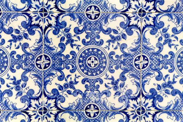 جزئیات کاشی های زیبای پرتغالی azulejo