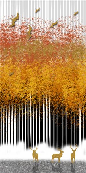 تصویر سه بعدی از جنگل درخت طلایی