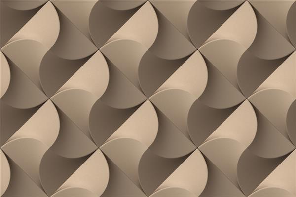 الگوی هندسی قهوه ای به شکل ماژول های محدب تزئینی تلطیف شده است تصویر سه بعدی تصویر با کیفیت بالا برای چاپ و وب