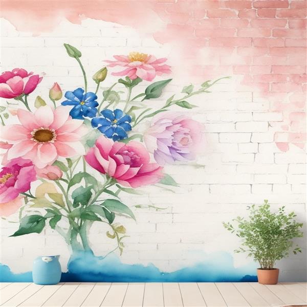 عکس کاغذ دیواری طرح گل های رنگارنگ