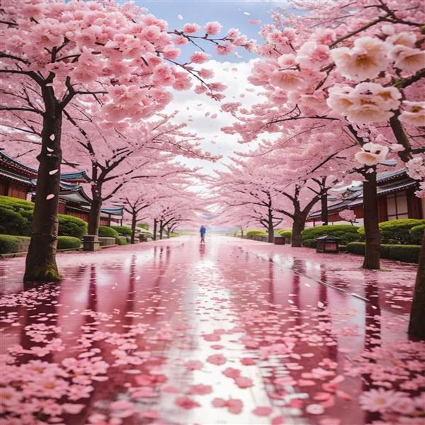 عکس پس زمینه طرح درختان با شکوفه های صورتی