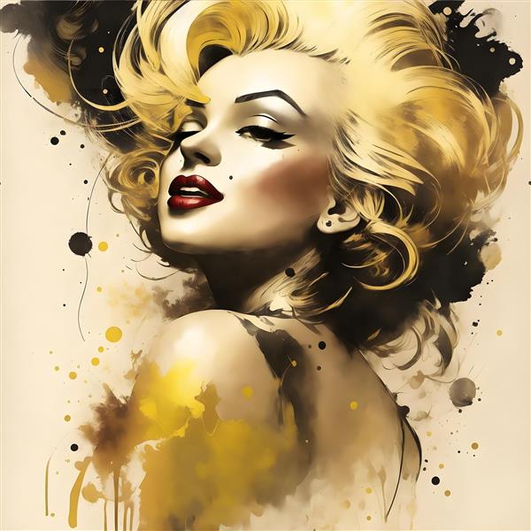 پوستر دیواری طلایی مرلین مونرو با طراحی زیبا