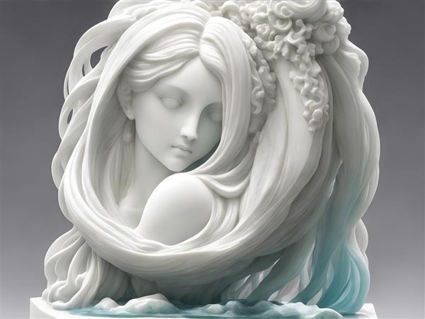 تابلو نقاشی با مجسمه دختر زیبا