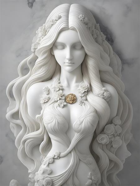 مجسمه جذاب زن با موهای بلند