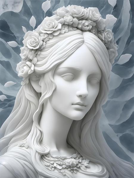 تصویرسازی هنری با مجسمه دختر زیبا